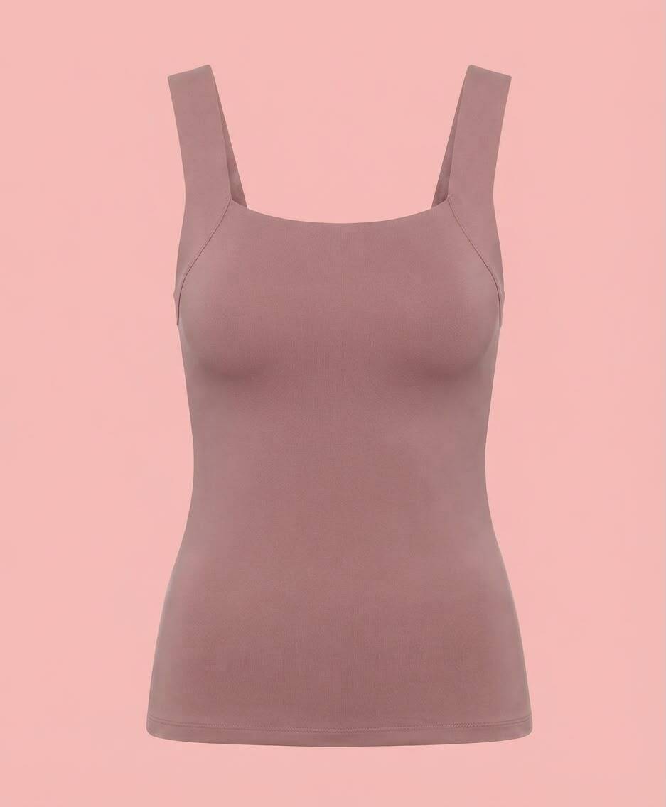 Maggies Tanks women's square neck fitted tank top in dusty rose