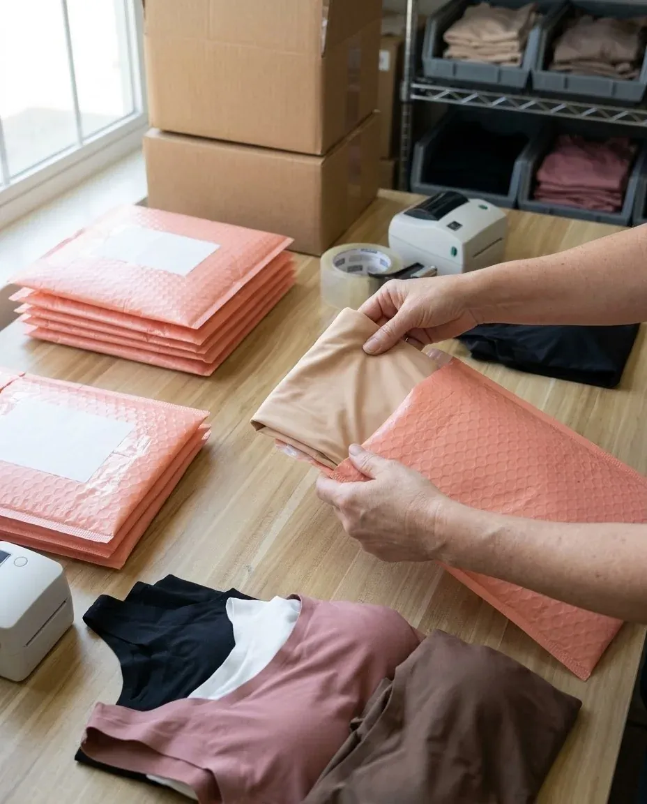 Fabric cutting process with rolls of material