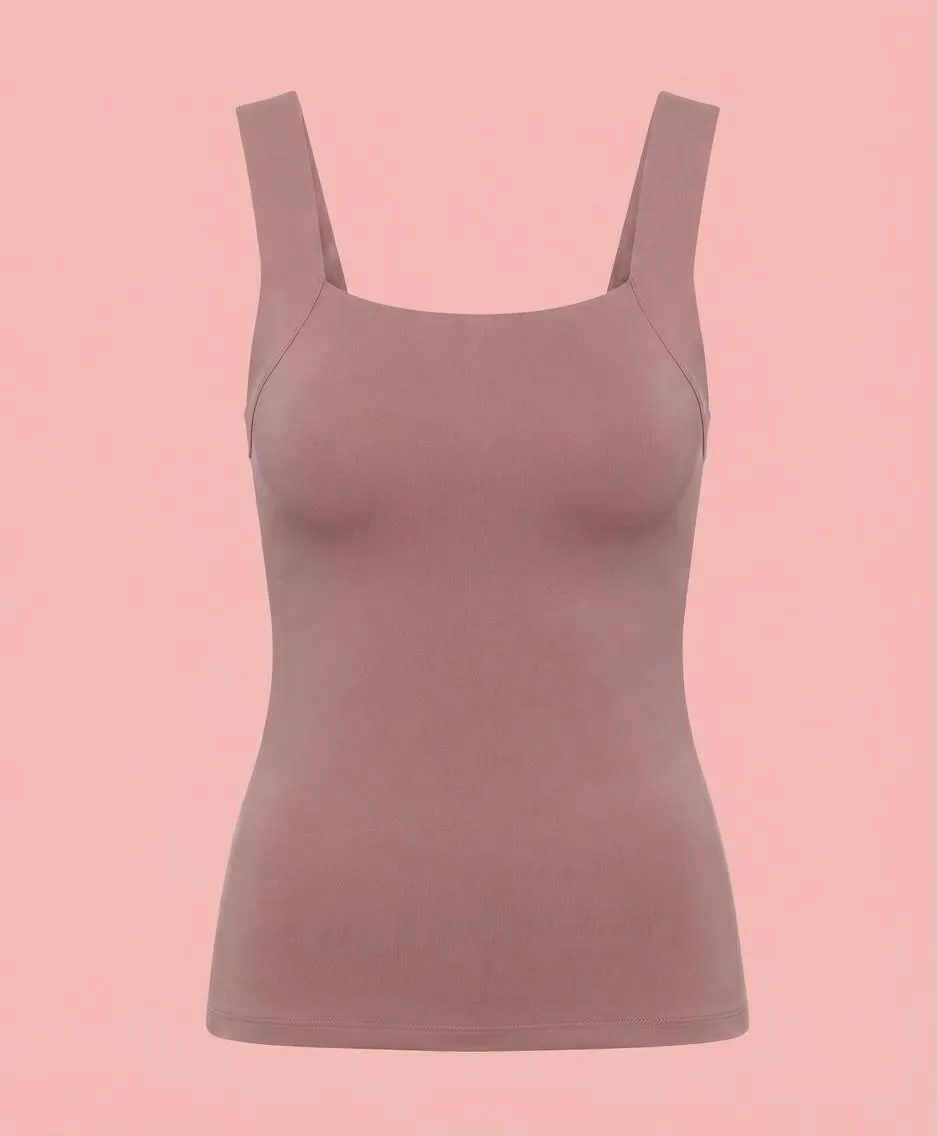 Maggies Tanks women's square neck fitted tank top in dusty rose